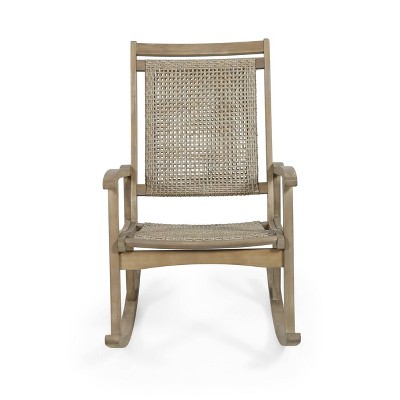 Lucas Outdoor Rustic Wicker Rocking Chair - Light Brown - Christopher Knight Home
