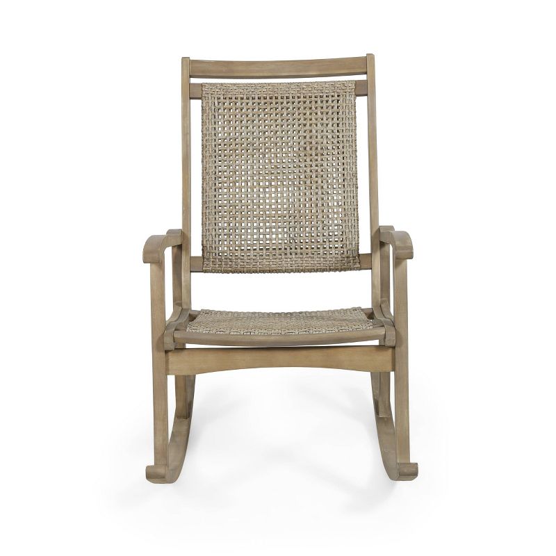 Lucas Outdoor Rustic Wicker Rocking Chair - Light Brown - Christopher Knight Home, 1 of 12