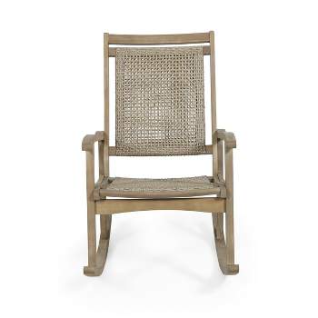 Lucas Outdoor Rustic Wicker Rocking Chair - Light Brown - Christopher Knight Home