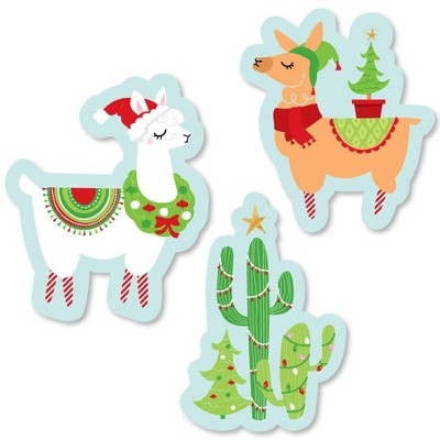 Big Dot of Happiness Fa La Llama - Shaped Christmas and Holiday Party Cut-Outs - 24 Count