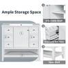 36-Inch Bathroom Vanity with Sink One Cabinet and Three Drawers Solid Wood and MDF Board White - 3 of 4