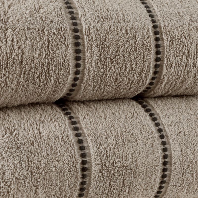 Hastings Home 2-pc Luxury Cotton Bath Towel Set, Quick Dry, Zero-Twist Cotton - Taupe/Black, 5 of 6