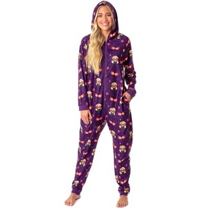 Harry Potter Womens' Luna Lovegood Chibi Footless Sleep Union Suit Purple - 1 of 4