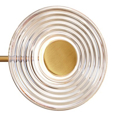 Ultra Modern Gold Semi Flush Mount LED Ceiling Light with Amber Glass
