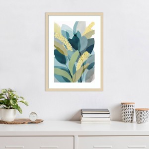 Amanti Art Yellow Teal Floral II by Flora Kouta Wood Framed Wall Art Print - 1 of 4