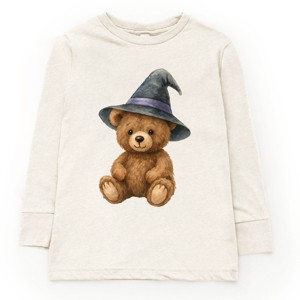 Watercolor Witchy Bear - Kids Toddler Long Sleeve Tee and Kids Youth Long Sleeve Tee - 1 of 2
