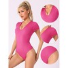 Allegra K Women's U Neck Short Sleeve Slim Fit Full Body Shapers for Dance Training - 3 of 4
