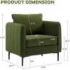 Mid-Century Velvet Accent Chair with Pillow and Metal Legs,Modern Comfy Armchair for Living Room or Home Office-Cuddlewood - 4 of 4