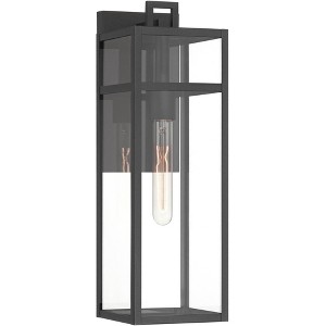 John Timberland San Lucas 18 3/4" High Modern Outdoor Wall Light Fixture Mount Porch House Exterior Weatherproof Sand Black Metal Clear Glass Shade - 1 of 4