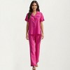 Anna-Kaci Lounge Women's Short Sleeve Pajama Set with Button-Up Top Lace Trim Sleeves Chest Pocket and Relaxed Fit Lounge Pants - 3 of 4