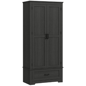 Aghana Digitals 69" Black Farmhouse Kitchen Pantry Cabinet with 4-Tier Storage, Adjustable Shelves, - 1 of 4