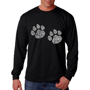 LA Pop Art Men's Word Art Long Sleeve T-shirt - Meow Cat Prints - 1 of 4