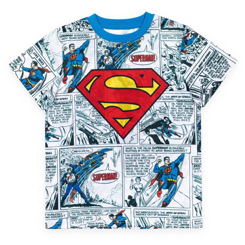 DC Comics Justice League Superman Cosplay Pajama Shirts and Shorts Blue/Red/White , 3 of 8