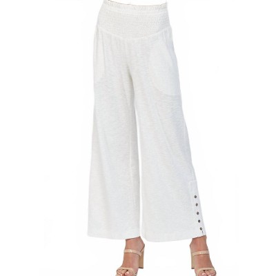 Women's Smock Waist Wide Leg Slub Jersey Pants - Fate
