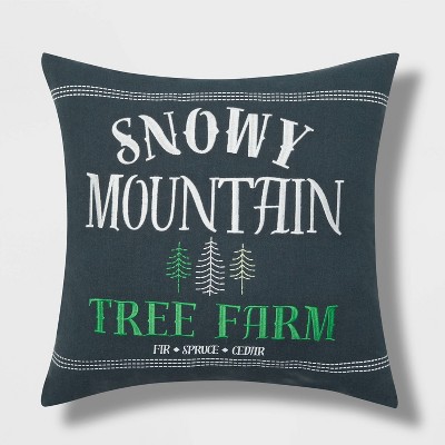 Snowy Mountain Throw Pillow Reversible Green/Black Stripe - Wondershop™