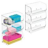 mDesign Small 7" Plastic Stackable Office Storage Organizer Bin - 6 Pack - Clear