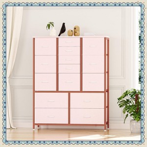 Jojoka 15-Drawer Fabric Dresser with Metal Frame & Wood Top, Tall Storage Organizer for Bedroom, Closet, Entryway, Living Room - 1 of 4