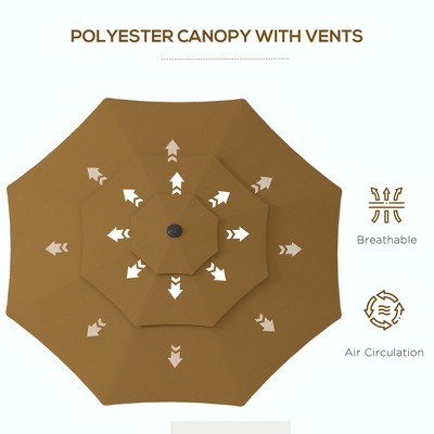 Tan 9' 3-Tier Outdoor Patio Umbrella with Crank and Tilt