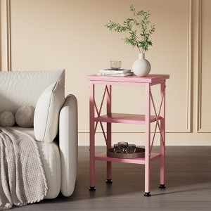 VECELO Modern X-Design Nightstand Set of 1/2, 3-Tier Bedside Tables with Storage Shelves, Small End Side Tables for Bedroom, Living Room, or Office - 1 of 4