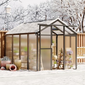 Walk-In Greenhouse for Outdoors, Large Aluminum Frame with Sealed Card Slot Polycarbonate Panels & Roof Vent Ideal for Garden Backyard - 1 of 4