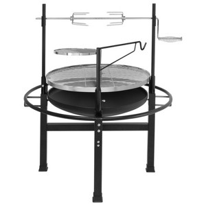VisioGear Multi-Functional Round Grill with Grilling Fork, Outdoor Grill for Travel, Road Trip, Black, 33"*33"*43" - 1 of 4