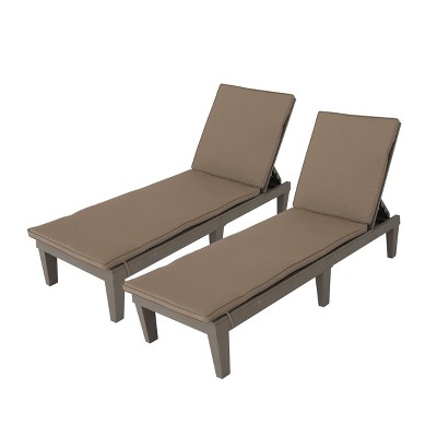 Oslo 2pk Patio Reclining Sun Lounger with Cushion - Gray/Beige - DUKAP