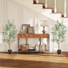 Tangkula 4.5 FT Tall Artificial Olive Tree Set of 2 Fake Potted Trees w/ Realistic Fruits - 2 of 4