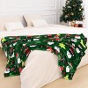 Lomsoe Green Christmas Throw Blanket, Santa Claus Christmas Tree Printed Flannel Blanket, Soft, Plush, Warm Winter Cabin Bed Throw - 4 of 4