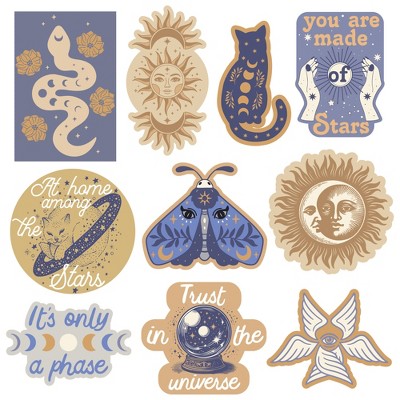 Celestial Sticker Extra Large Star Stickers for Adults Funny Adhesives with Memes - Crazy Dog Multi 10 Pieces
