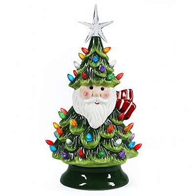 Sunnyglade 11" Ceramic Christmas Tree Tabletop Christmas Tree Lights