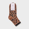 Women's Leopard Print Ruffle Trim Ultra Soft 2pk Ankle Socks - Auden™ Brown/Black/Olive Green 4-10 - 2 of 3
