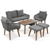 6-Piece Outdoor Patio Rope Conversation Sofa Set with Acacia Wood Cool Bar Table and 2 Stools - 4 of 4