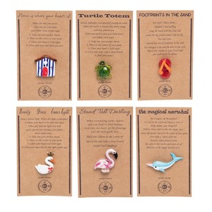 Beachcombers Set Of 6 Multi Glass Pocket Charms On Card With Story Card Coastal Nautical Beach Marine Sea Life Ocean 1.18 X 0.43 X 1.38 - 1 of 1