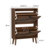 23.62" Walnut Shoe Storage Cabinet, Medieval Modern Free-Standing Shoe Cabinet with 2 Flip Drawers and Fence Design for Entryway and Hallway-- Frevyn - 4 of 4