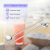 Unique Bargains Stainless Steel Long Handle Round Shaped Drinking Spoon Straws 8 Pcs - 4 of 4