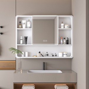 VYNXARIA 35"x28" Aluminum Medicine Cabinet Mirror with Defogging Feature & Storage Rack - 1 of 4