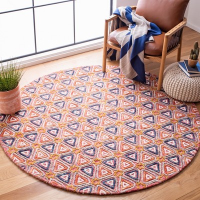 Luxurious Hand-Tufted Pure Wool Round Red Area Rug - 6'