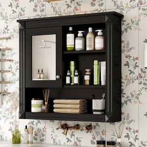 Hrinhom 32"W Bathroom Storage Cabinet ,Wall Mounted Medicine Cabinet with Mirror - 1 of 4