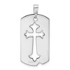 Black Bow Jewelry Rhodium Plated Sterling Silver Small Cross Dog Tag Pendant, 16 x 35mm - 3 of 4