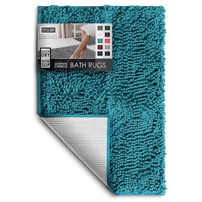 Hearth & Harbor Bathroom Rugs, Chenille Bath Mat - Navy Bath Rug, 17x24 ...