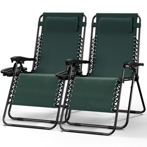 Nestl Zero Gravity Chairs Set of 2, Reclining Camping Chair, Folding Outdoor Chair with Pillow & Cup Holder Tray - 1 of 4
