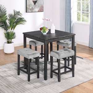 LOVMOR Farmhouse Counter Height Dining Table Set, Bar Table and Chairs Set for Living Room, Dining Room - 1 of 4