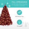 Best Choice Products Pre-Lit Burgundy Christmas Tree, Artificial Full Holiday Decoration w/ Incandescent Lights - 3 of 4
