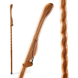Brazos Handcrafted Wood Walking Stick, Twisted Oak, Hitchhiker Style Handle, for Men & Women, Made in The USA - 1 of 4