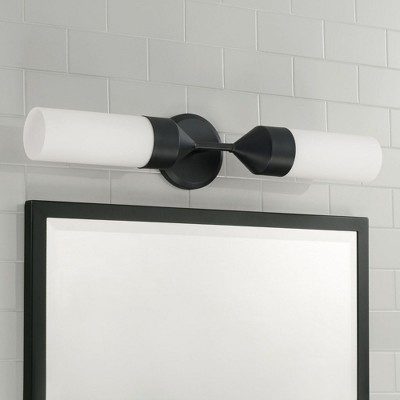 Matte Black and Soft White Glass 25" Modern Wall Sconce