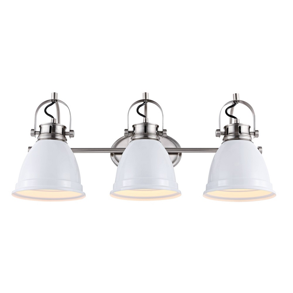 Photos - Light Bulb 25.5" 3-Light Phineas Farmhouse Bohemian Iron LED Vanity White/Nickel - JO