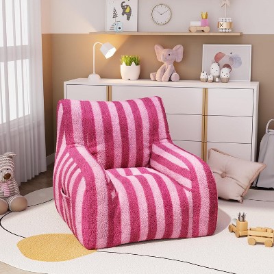 Okak Bean Bag Chair for Adults Teens,Faux Fur Bean Bag Sofa Floor Sofa with Side Pockets,Comfy Reading Chair for Living Room,Bedroom