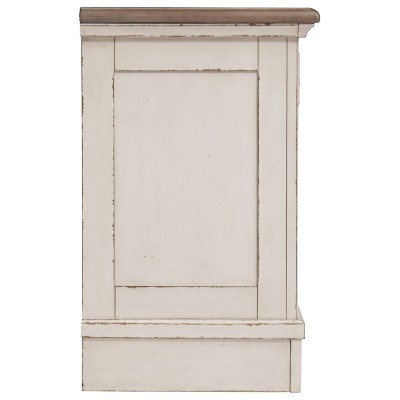 Chipped White & Distressed Wood 3-Drawer Nightstand with USB Ports