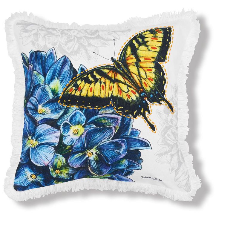 C&F Home Botanical Butterfly Floral Spring Printed and Embellished Throw Pillow, 1 of 5
