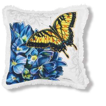 C&F Home Botanical Butterfly Floral Spring Printed and Embellished Throw Pillow